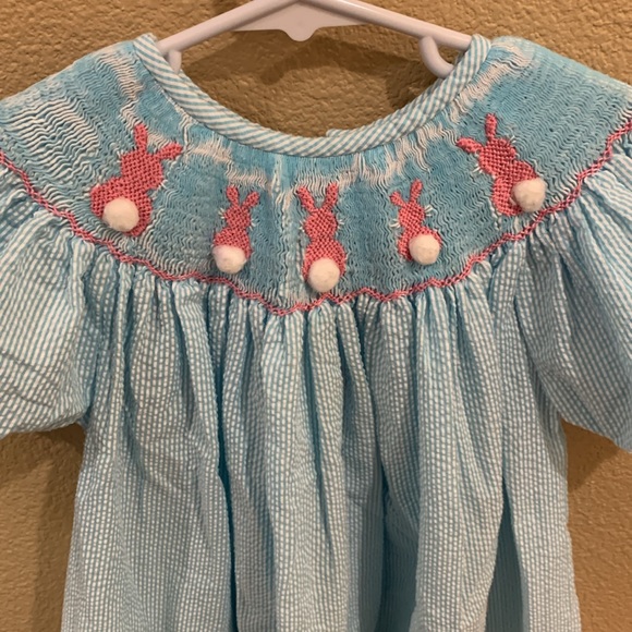 Smocked Dress with Bunnies - Picture 2 of 5